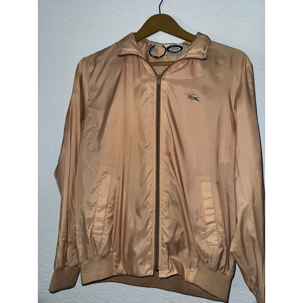 Vintage 80s IZOD For Her Lacoste Windbreaker Jacket Womens M Tan Crocodile